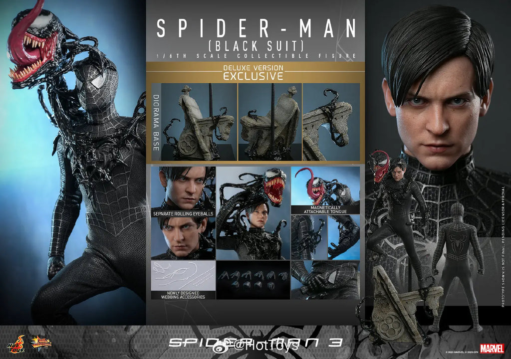 In Stock Hot Toys Spider-Man Tobey Black Suit VIP Special Edition Collectible Action Figure Anime Models Toy Doll gift