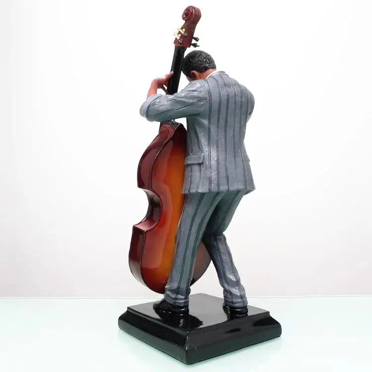 Bar and Cafe Furnishings American Jazz Figure Bass Player Art Sculpture Home Decoration Craft Gift Music Studio Display
