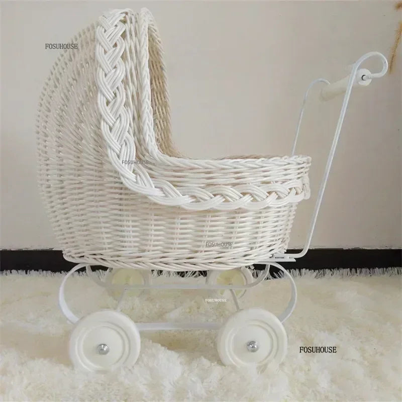 Outdoor Rattan Pet Stroller for Dogs Cats Creative Home Pet Trolley Outing Walk Teddy Chihuahua Dog Buggy Transport TrolleyN
