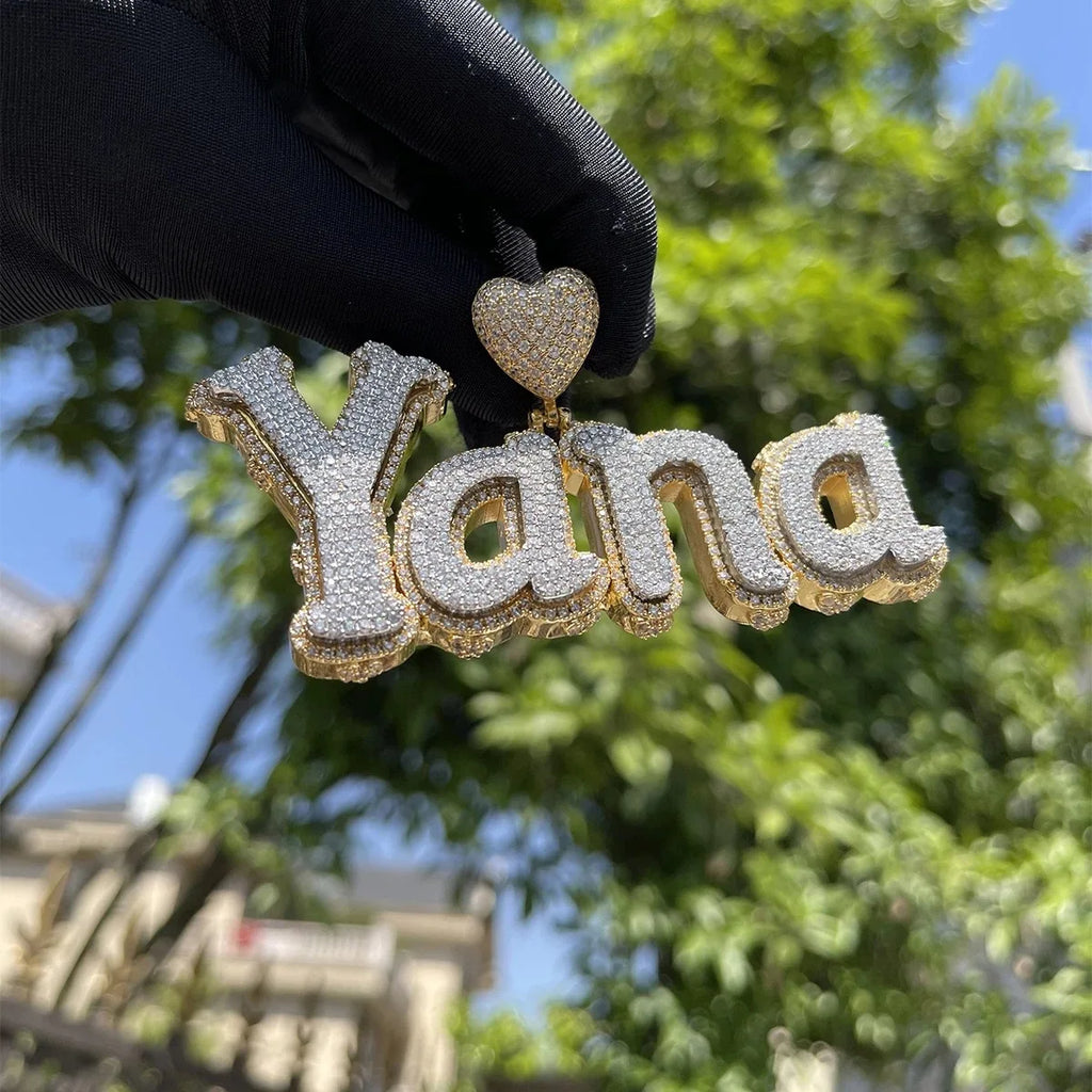 Customized Letters love bail Iced Out Pendant Necklaces For Men Women Bling Zircon Hip Hop Jewelry Free Shipping