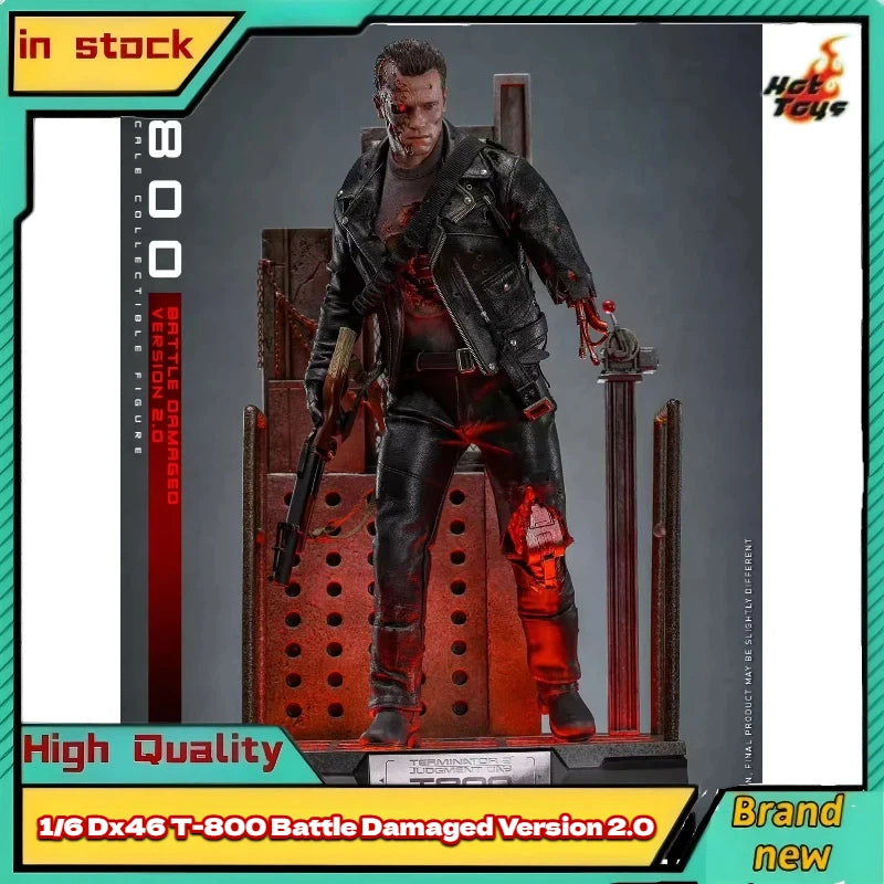 New Genuine Hottoys 1/6 Dx46 T-800 Battle Damaged Version 2.0 Action Figure Terminator 2 Judgment Day Collectible Toy