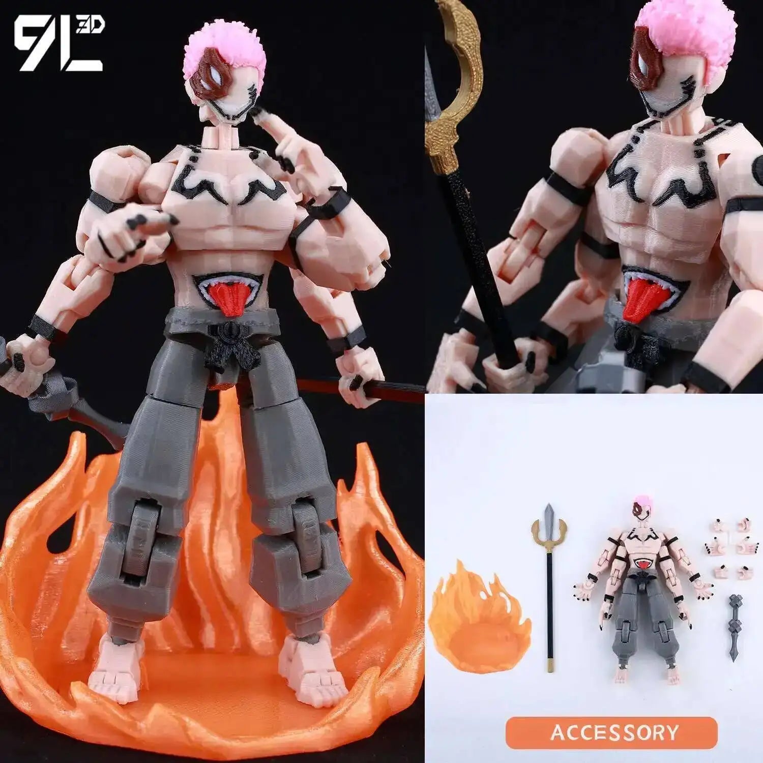 9L3D-gedruckter Dämonentöter AKAZA Tanjiro Kamado Lucky Dummy 13 bewegliche Gestaltwandler-Actionfiguren Schaufensterpuppenspielzeug für Anime-Fans