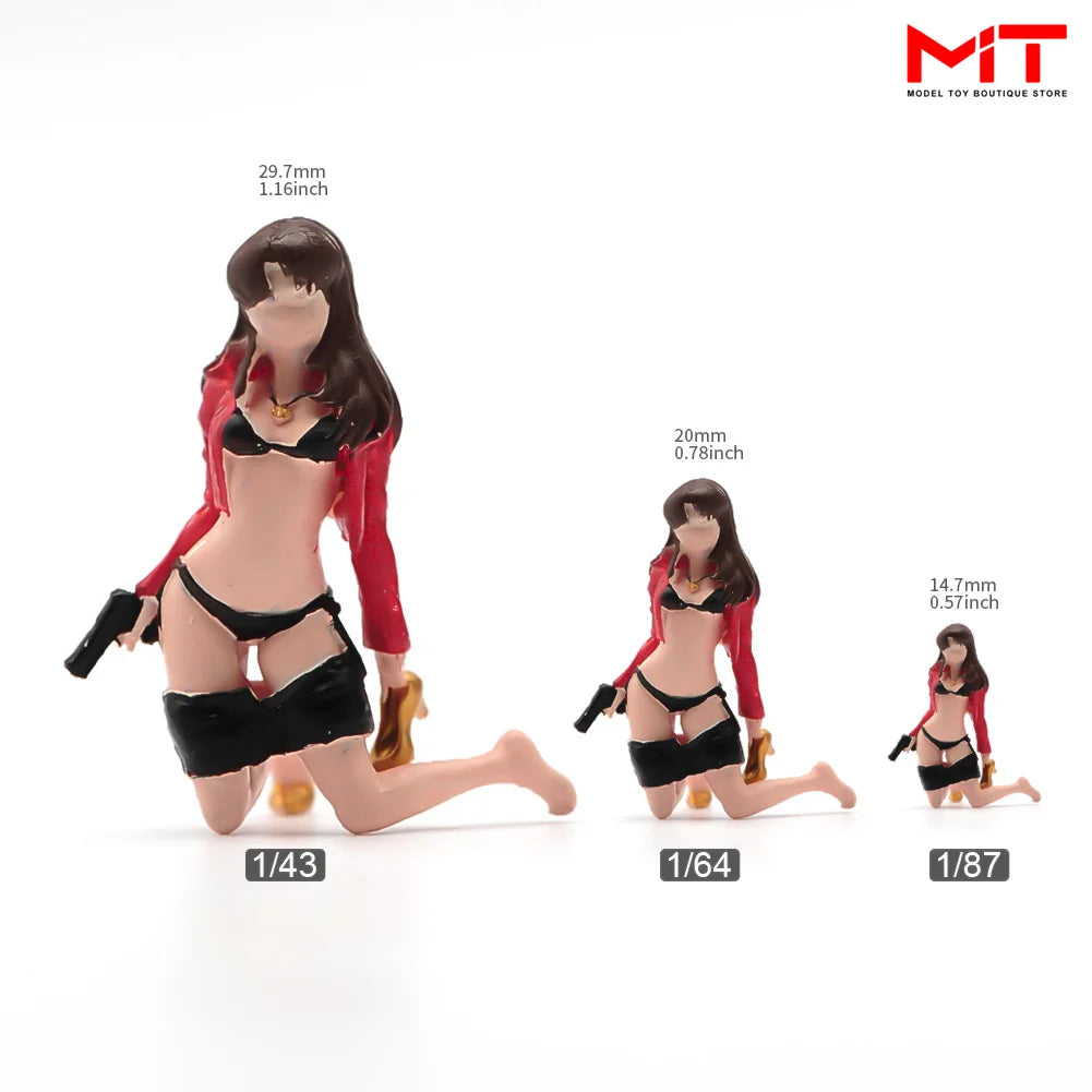 Handgefertigte Miniaturen im Maßstab 1:24, 1:43, 1:64, 1:87: Bemaltes kniendes Mädchen, Junge in Freizeitkleidung, DIY-Kreativ-Szenen-Requisiten, Figuren, Modellfigur