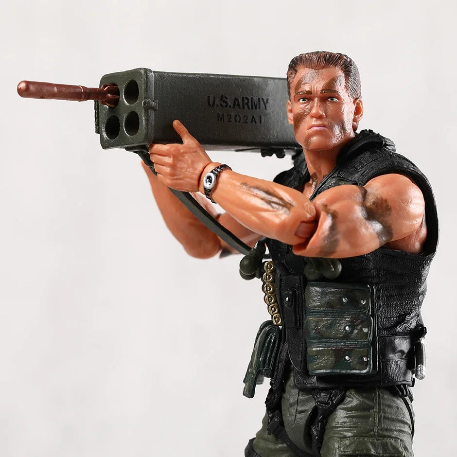 NECA Commando John Matrix Schwarzenegger Action Figure with Accessories Model Ornament Toy Xmas Gift