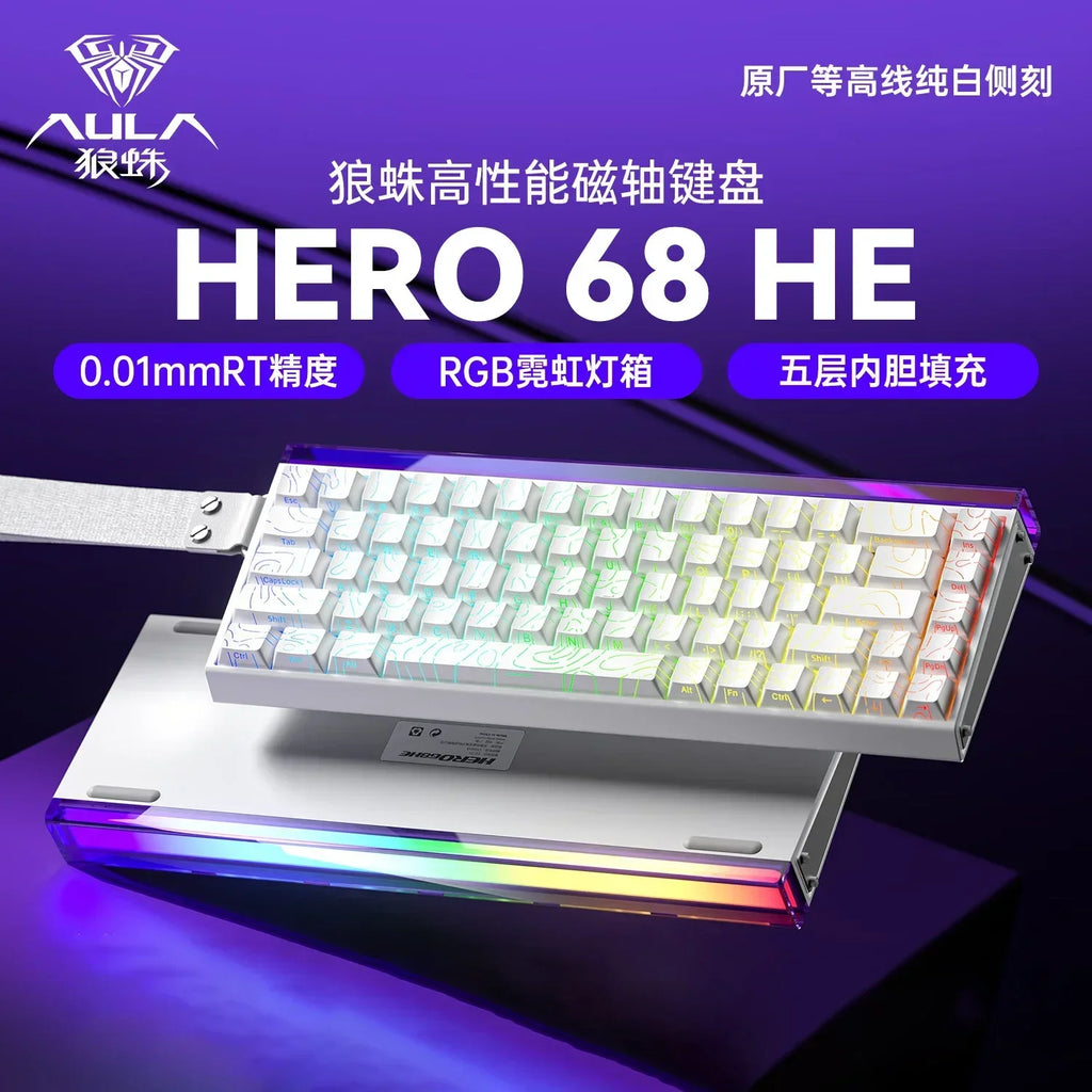 AULA Hero 68HE Mechanische Tastatur mit Magnetschalter, E-Sport, 8K RGB, Hot-Swap, kabelgebunden, PC-Gaming, individuelle Tastatur, Zubehör, Geschenke