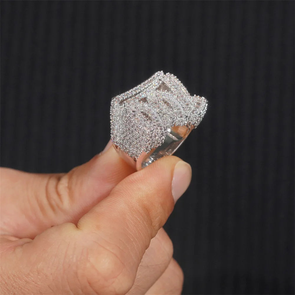 100 Points Ring Diamond Zircon Baguettes Ice Out For Men Women Fashion Bling Hip Hop Jewelry Drop Shipping