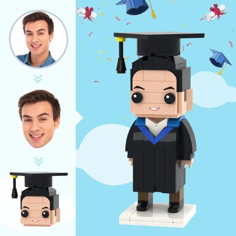 Building Blocks Customizable 2-Person Character Set with 2 Dogs Photo Granules Figures - Personalized My Custom Brickfigures