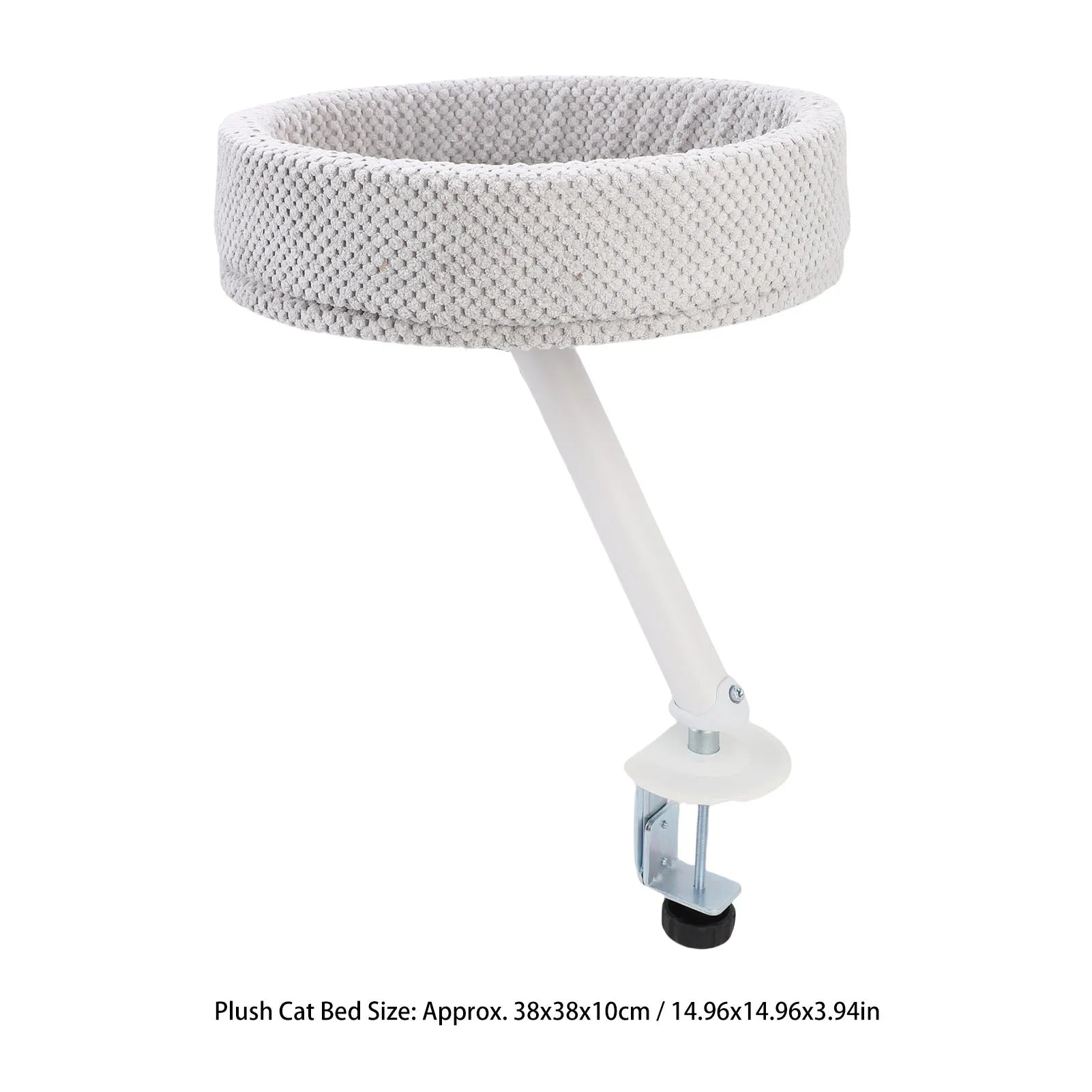 Cat Desk Bed Iron + Plush Stable Frame Adjustable Clamp Soft Plush Kitty Desk Nest Perch for Home Office