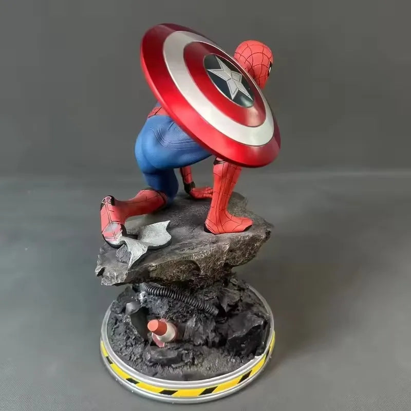 1/4 Marvel Spider Man Figure Spiderman Iron Man Mk6 Captain America Shield Figure Toys Statue Gk Resin Creative Collectible Gift