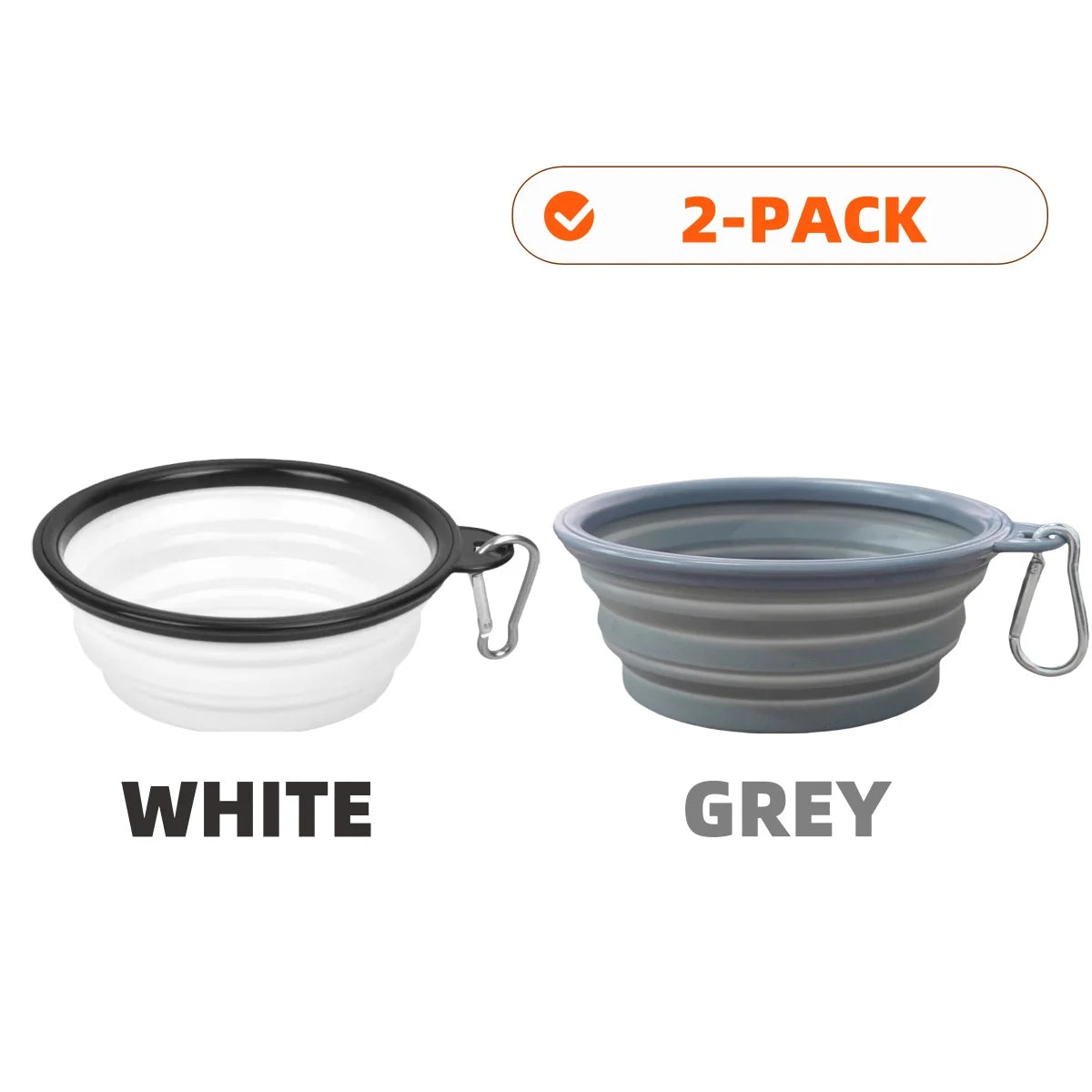 2er-Pack faltbare Silikon-Futter- und Wassernäpfe für Hunde, ideal für Outdoor-Camping und Reisen, mit Karabinerhaken