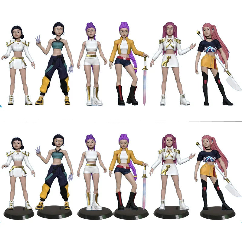 6PCS Anime Kpop Demon Hunters Figure Model Toy Cartoon Gaming Peripherals Desk Decoration Collection Kid Gift