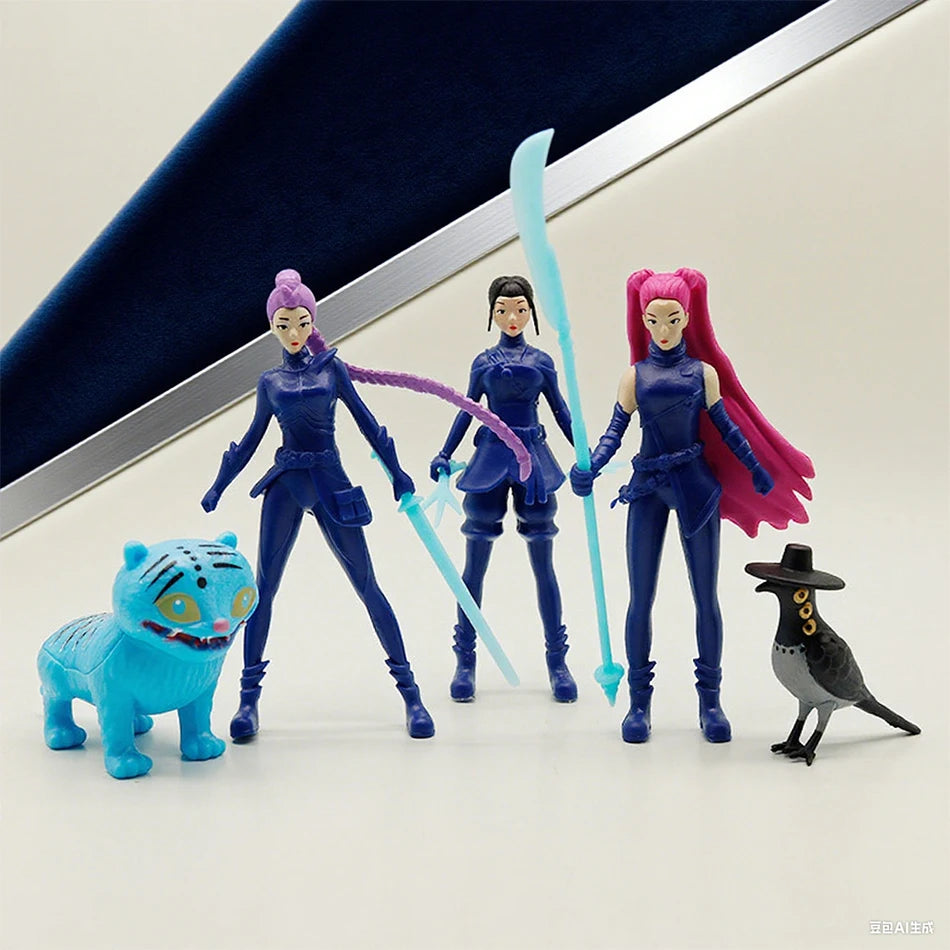 5 stücke Anime Kpop Dämonenjäger Derpys Tiger Ranimeumi Mira Zoey Sussy PVC Action Figure Spielzeug Anime Figur Puppe Für Fans geschenk