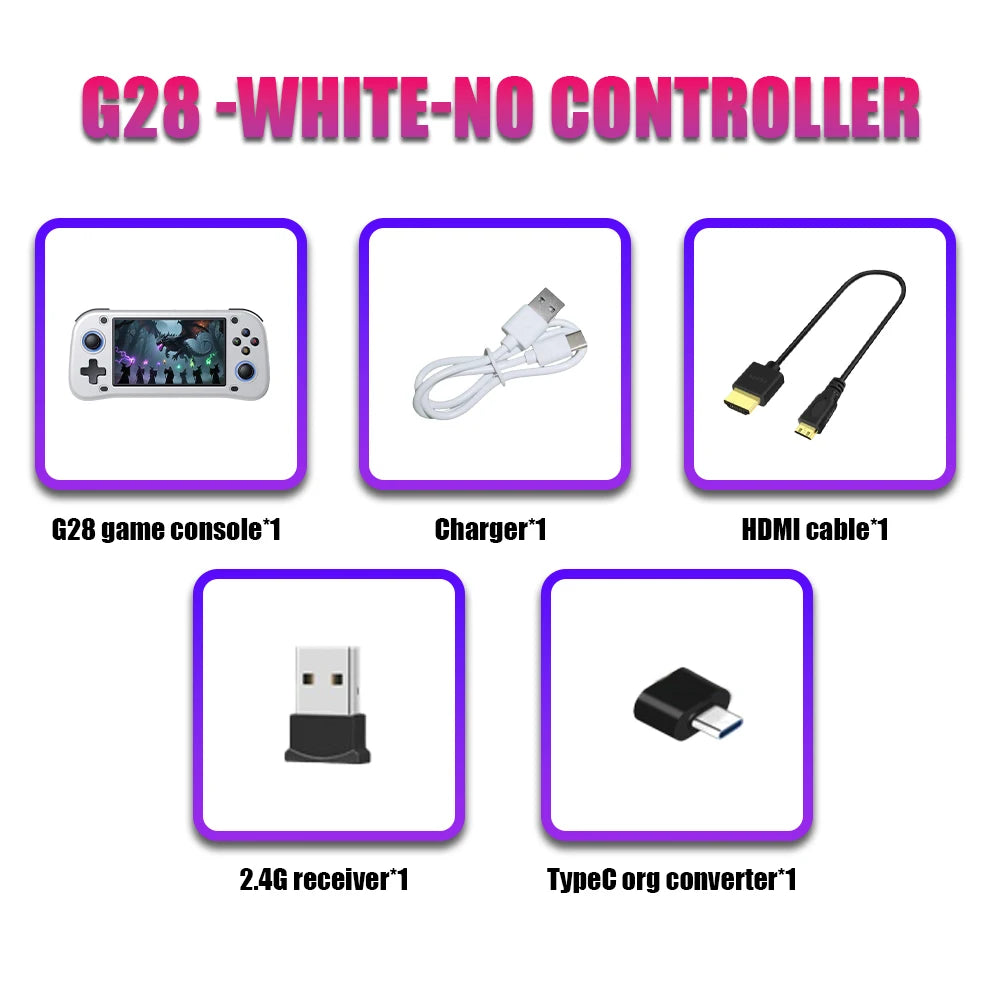 New 64G G28 Handheld Retro Game Console EmuELEC 4.7 OS Portable Game Player with 21000+ Games for PS1/PSP/FC/NES/SS/N64/GB/MD