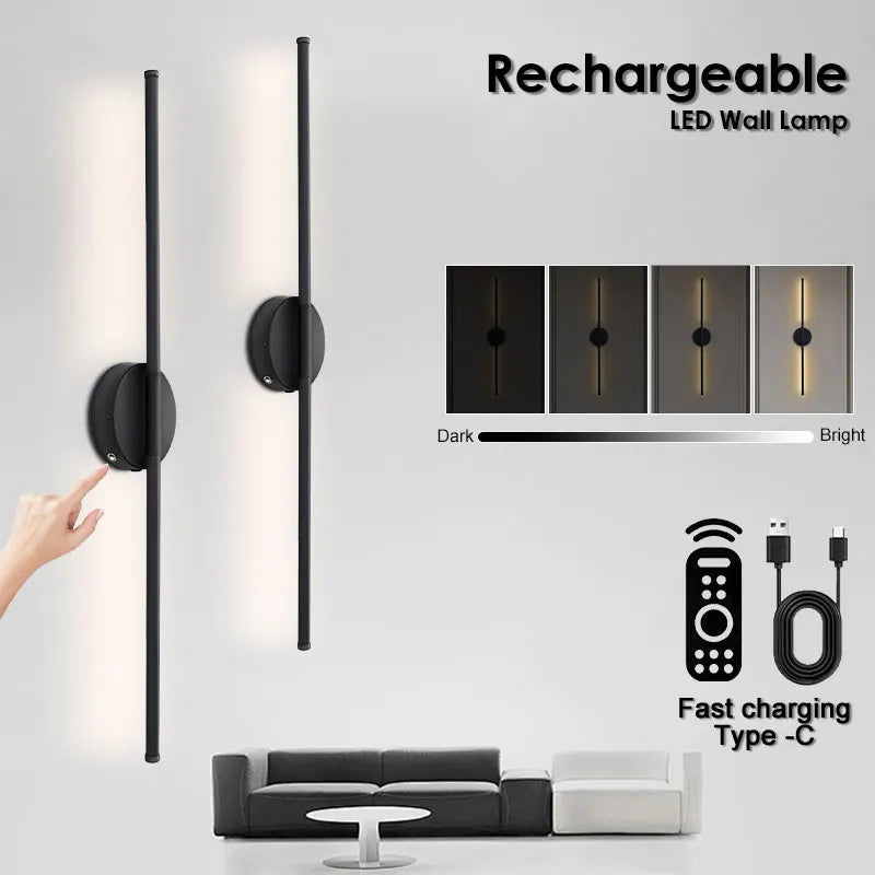 USB Rechargeable Battery LED Wall Lights with Remote Control Wireless Touch Switch Dimmable Wall Lamps Wall Sconce 3000-6000K