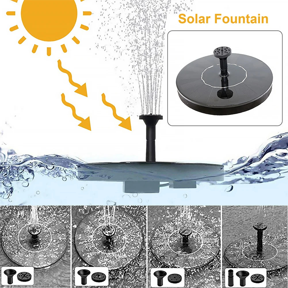 1W Outdoor Solar Fountain Pumps 35-50CM Free Standing Floating Birdbath Water Pumps with 6 Nozzles for Fish Tank Outdoor Garden