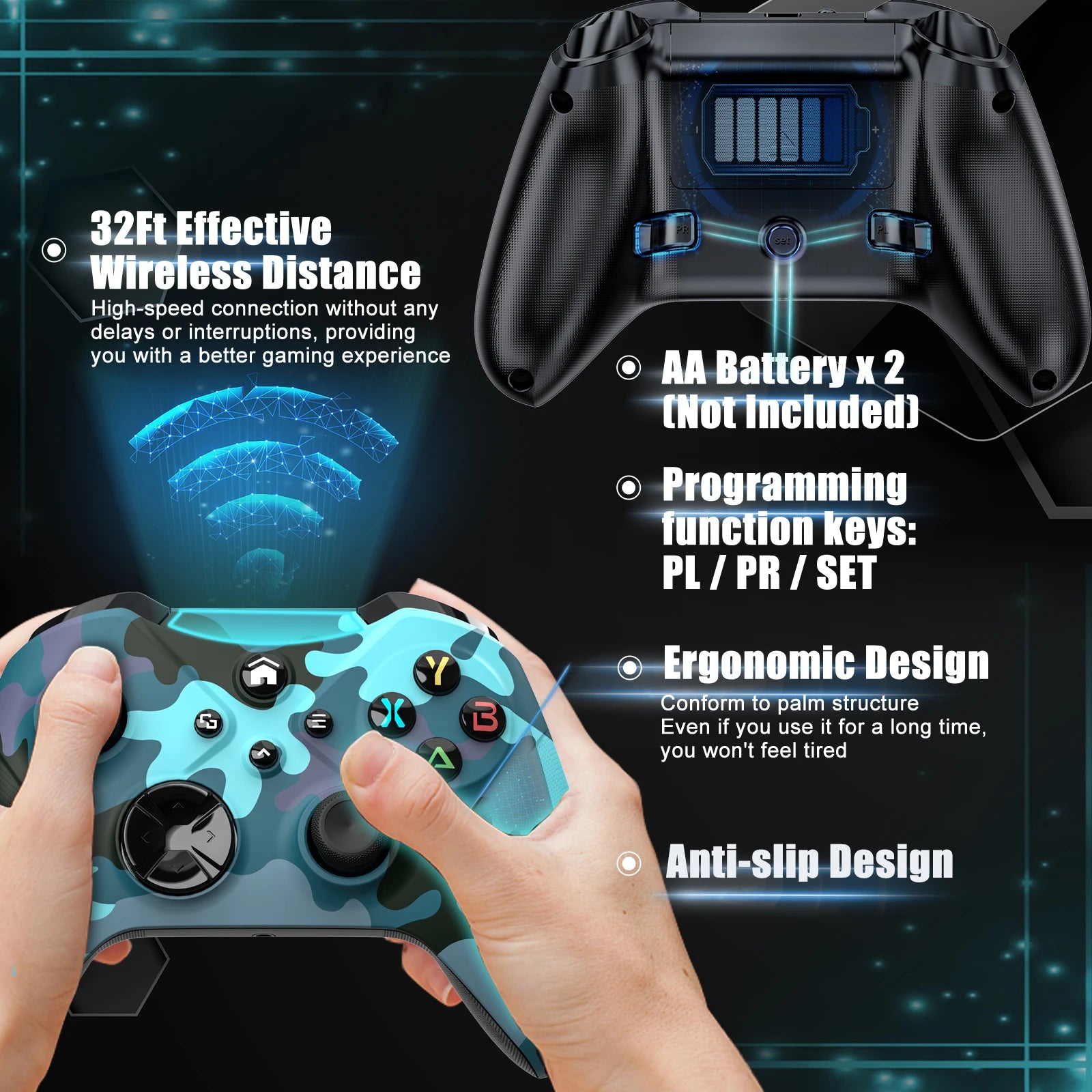 Wifi Wireless Controller For Xbox One Series X/S Pc Gaming Gamepad With 6-Axis Gyro Sensor Dual Vibration Hall Effect Joystick