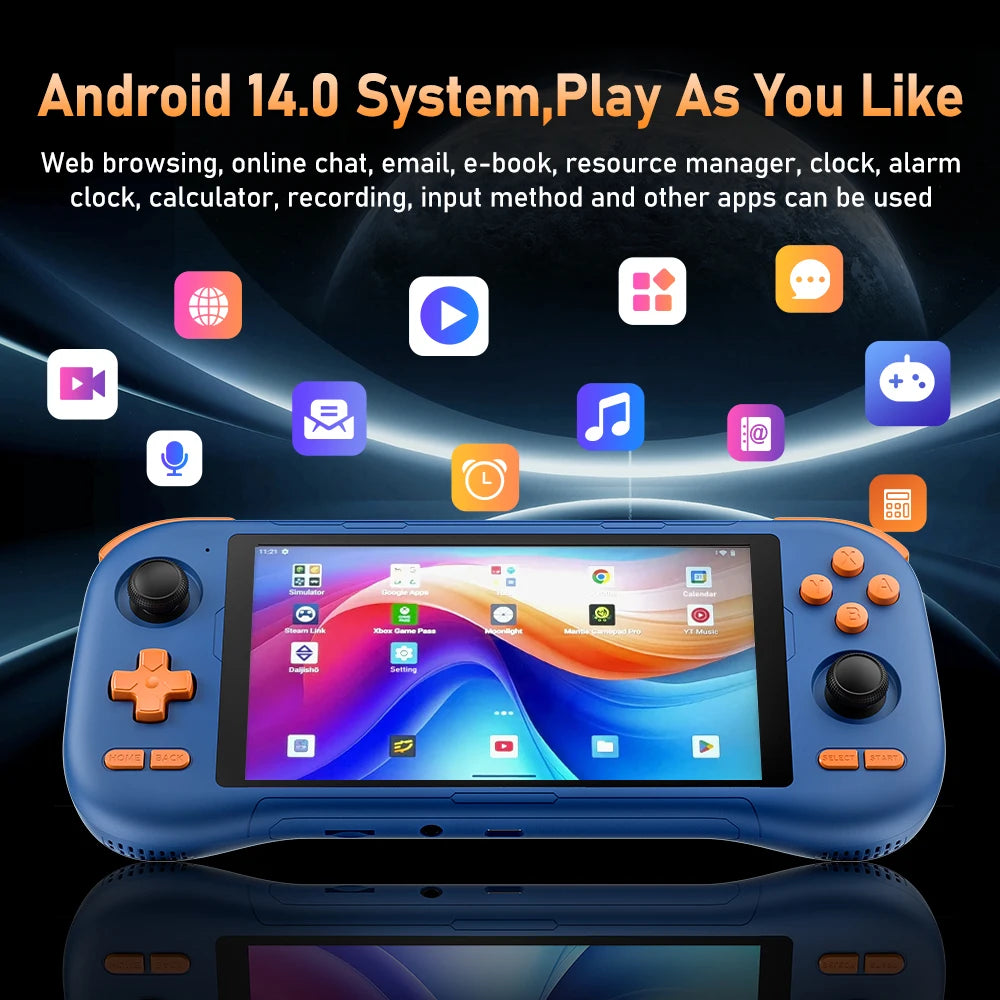 KINHANK K56 Handheld Game Console 5.5'' Touch Screen 50 Emulators for PS1/PSP/DC/SS Android 14 5000mAh WIFI5 Retro Game Player