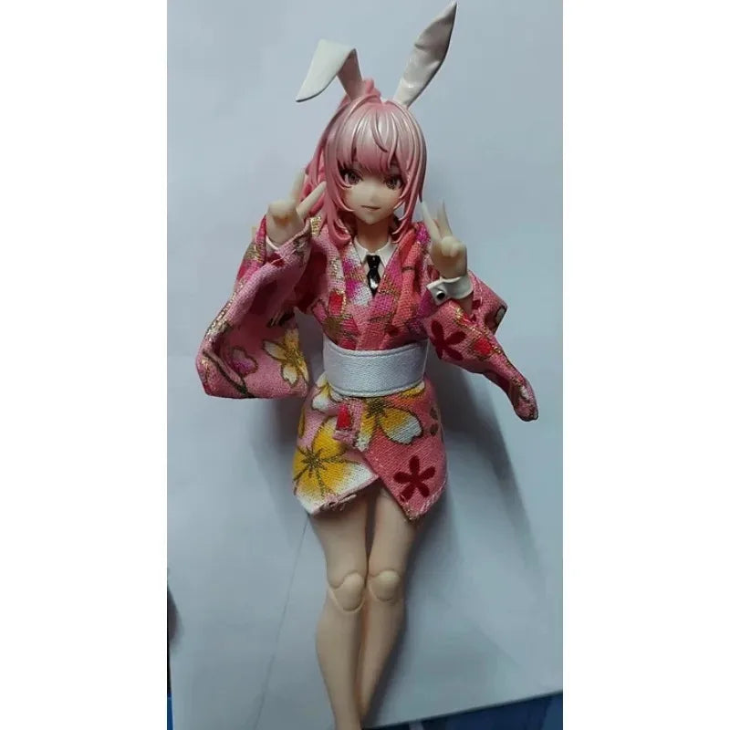 1/12 Scale Female Soldier Short Japanese Printing Kimono Dress Clothes Model for 12" Tbleague Phicen Body Accessories