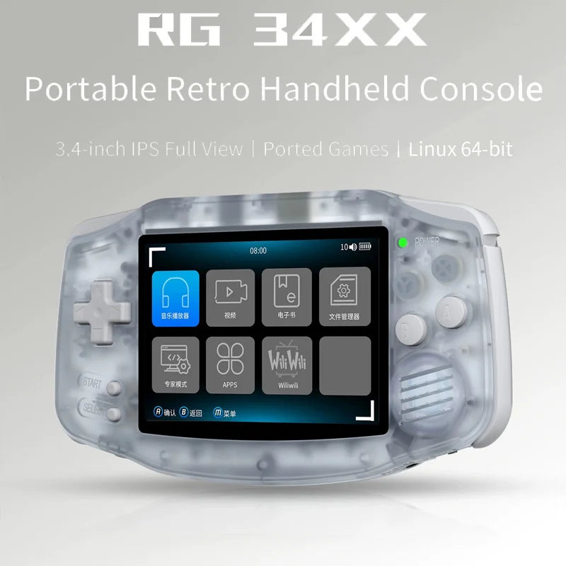 Anbernic Rg 34xx Portable Retro Handheld Console 3.4-Inch Ips Full View Gba Nostalgic