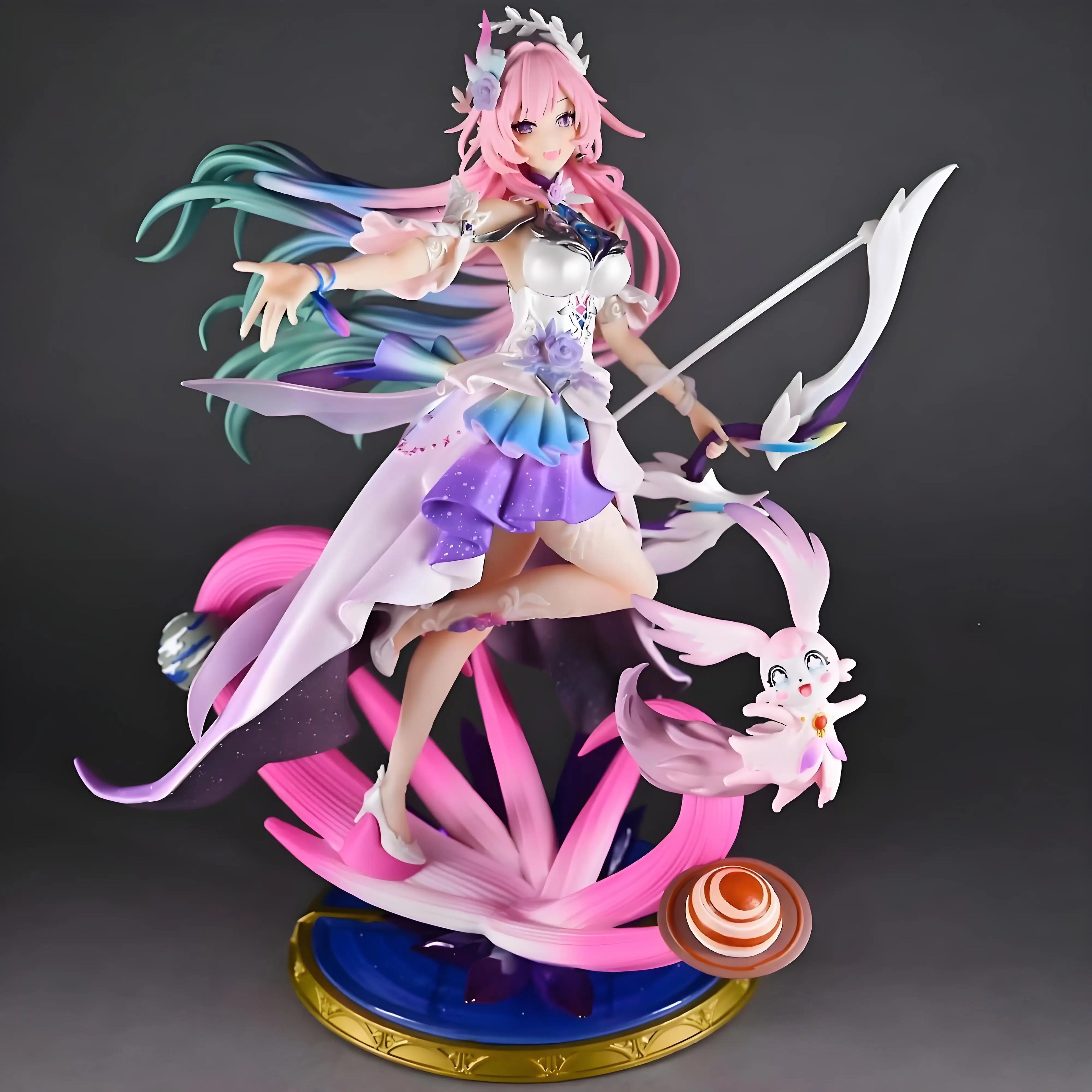 In Stock Pink Gradient Long Hair Girl Ornament With Bow Accessory And Small Pet Desktop Display Collection Gift