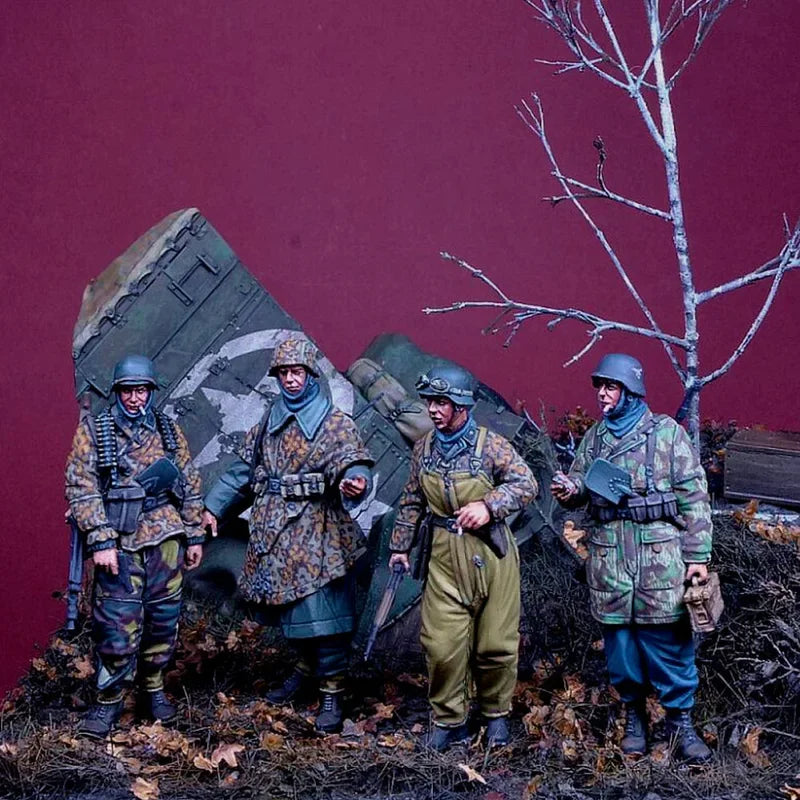 1/35 Resin-Soldatenmodellset aus dem 2. Weltkrieg – Hansen Battle Group, 4 Figuren, Militärthema, unmontiert und unbemalt