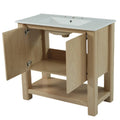 36" Modern Bathroom Vanity with Rectangle Ceramic Sink, Bathroom Cabinet with Large storage space and 45 Degrees Free-Handle