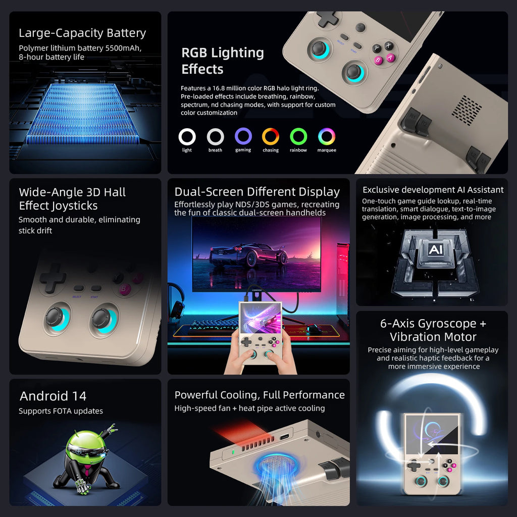 ANBERNIC RG477V Handheld Game Console 4.7" LTPS In-Cell Android 14 DSP Sound Effect Video Player Support AI RixelHK 1080p-DP Out