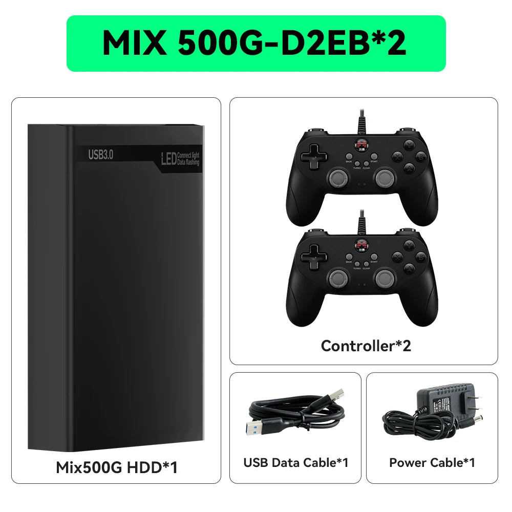 MIX500G Spielfestplatte mit über 38200 Retro-/PC-Spielen, Plug &amp; Play-Spielkonsolen für PS3/PS2/Switch/SNES/XBOX/N64/WII/GBA für Windows