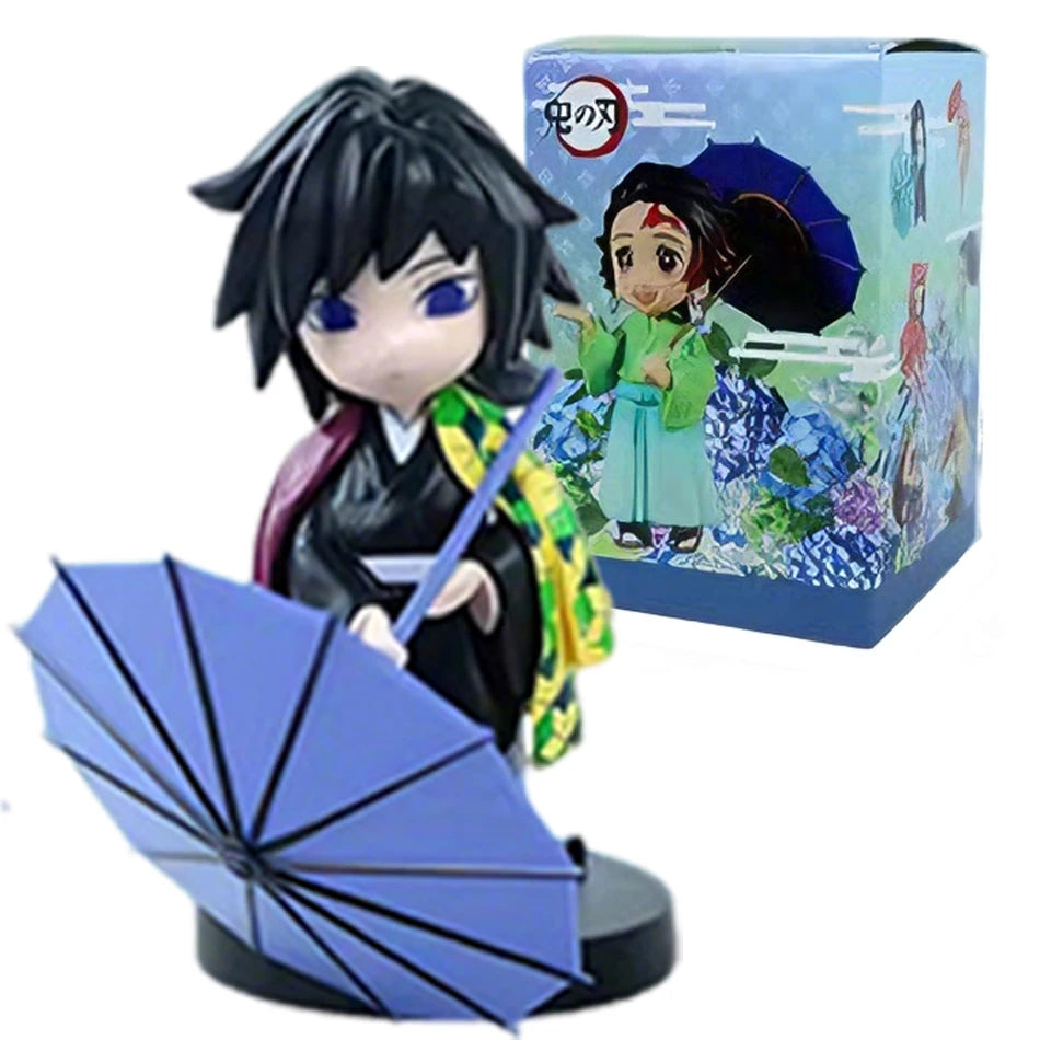 In stock 12cm kawaii  Demon Slayer Plum Rain Series with Box Handmade Model no Yaiba Kamado Nezuko Action Figure Ornament Gift