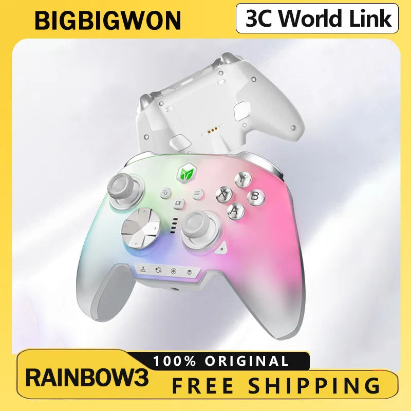 BIGBIGWON Rainbow3 Wireless Game Controllers Bluetooth with 1000mAh Battery Life Gamepads 3.5mm Audio Interface for PC Switch