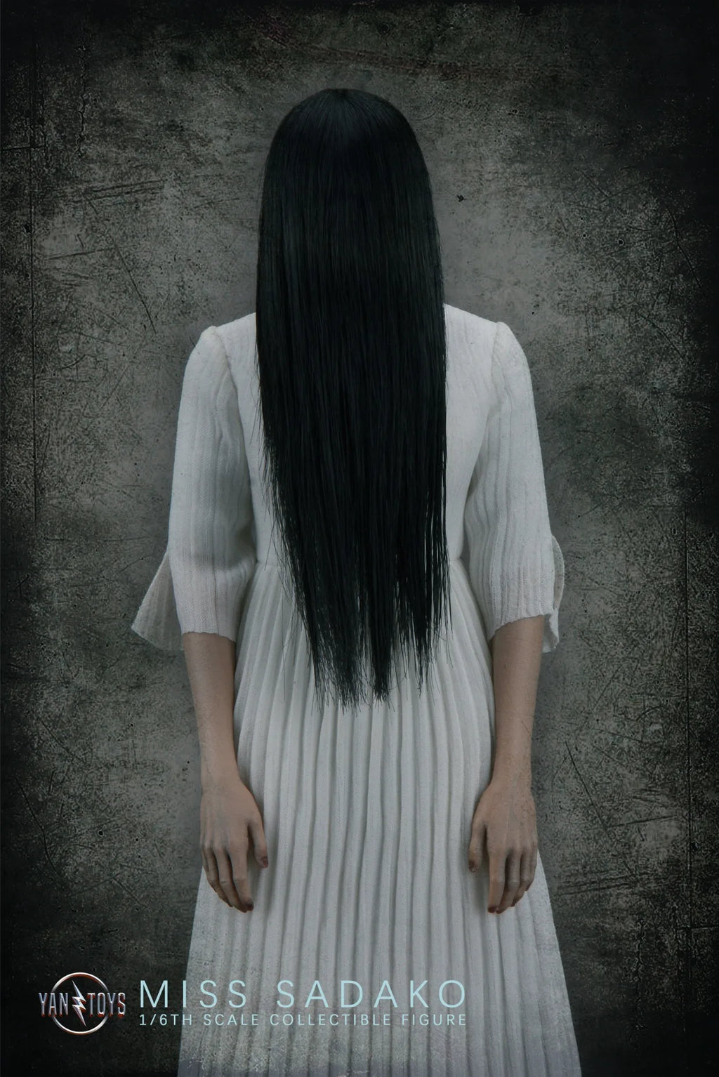 YANTOYS JR08 1/6Scale Long Haired Female Ghost Miss Sadako White Dress Cosplay Scene Full Set 12'' Action Figure Model Dolls Toy