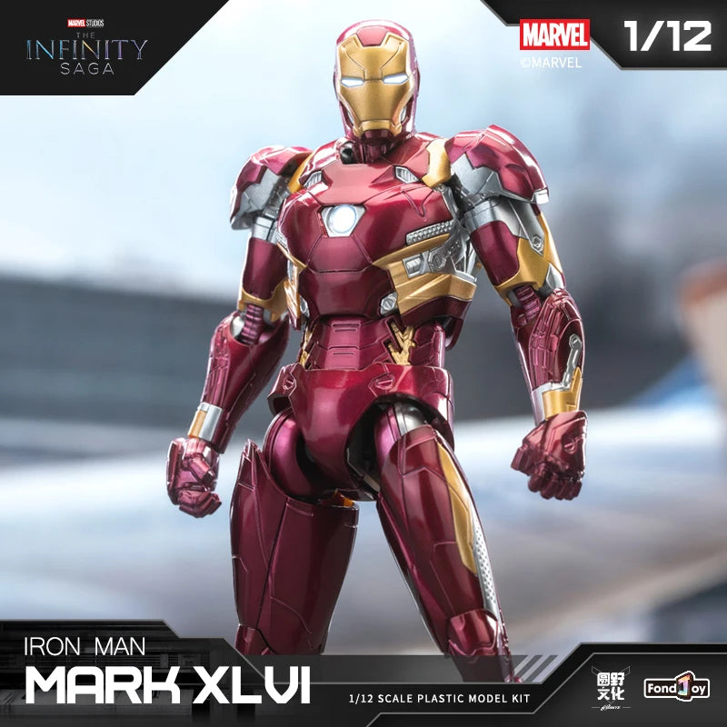 НОВА оригинална аниме фигурка Fondjoy Iron Man MK46 Модел Комплект 1/12 Infinity Saga Ironman Mark 46 Сглобка ABS съвместна подвижна играчка за деца