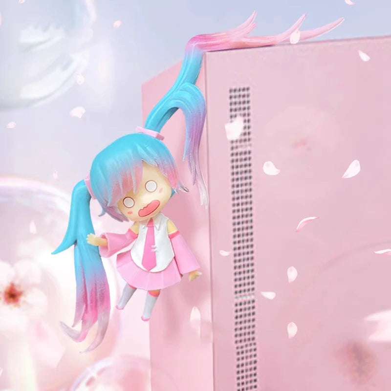 11cm Virtual Singer Anime Figure Two-dimensional Kawaii Q Version Princess Pendant PVC Desktop Car Case Ornament Collection Doll