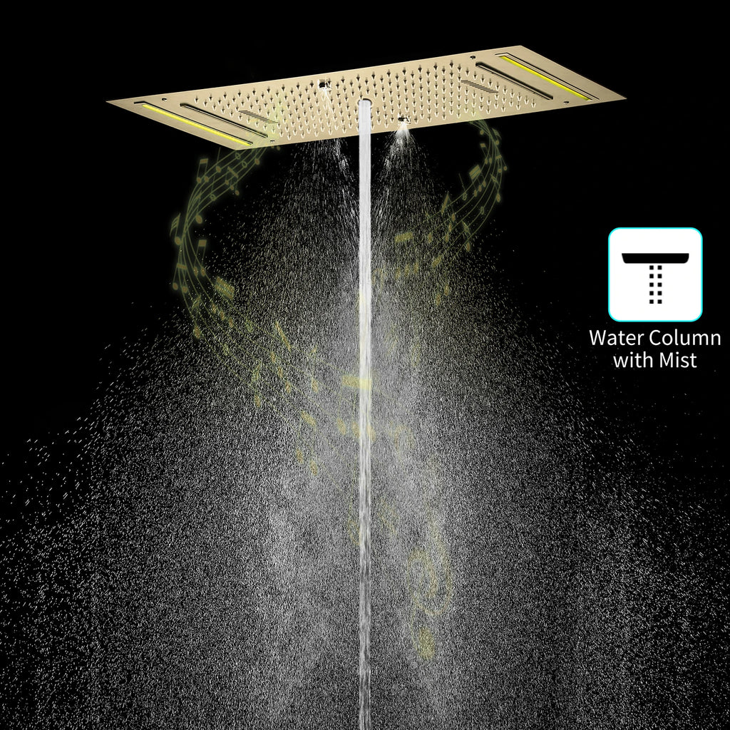 M Boenn Brushed Gold Couple Shower System Smart Temperature Display Thermostatic Mixer Bathroom Faucet Music Showers Experience
