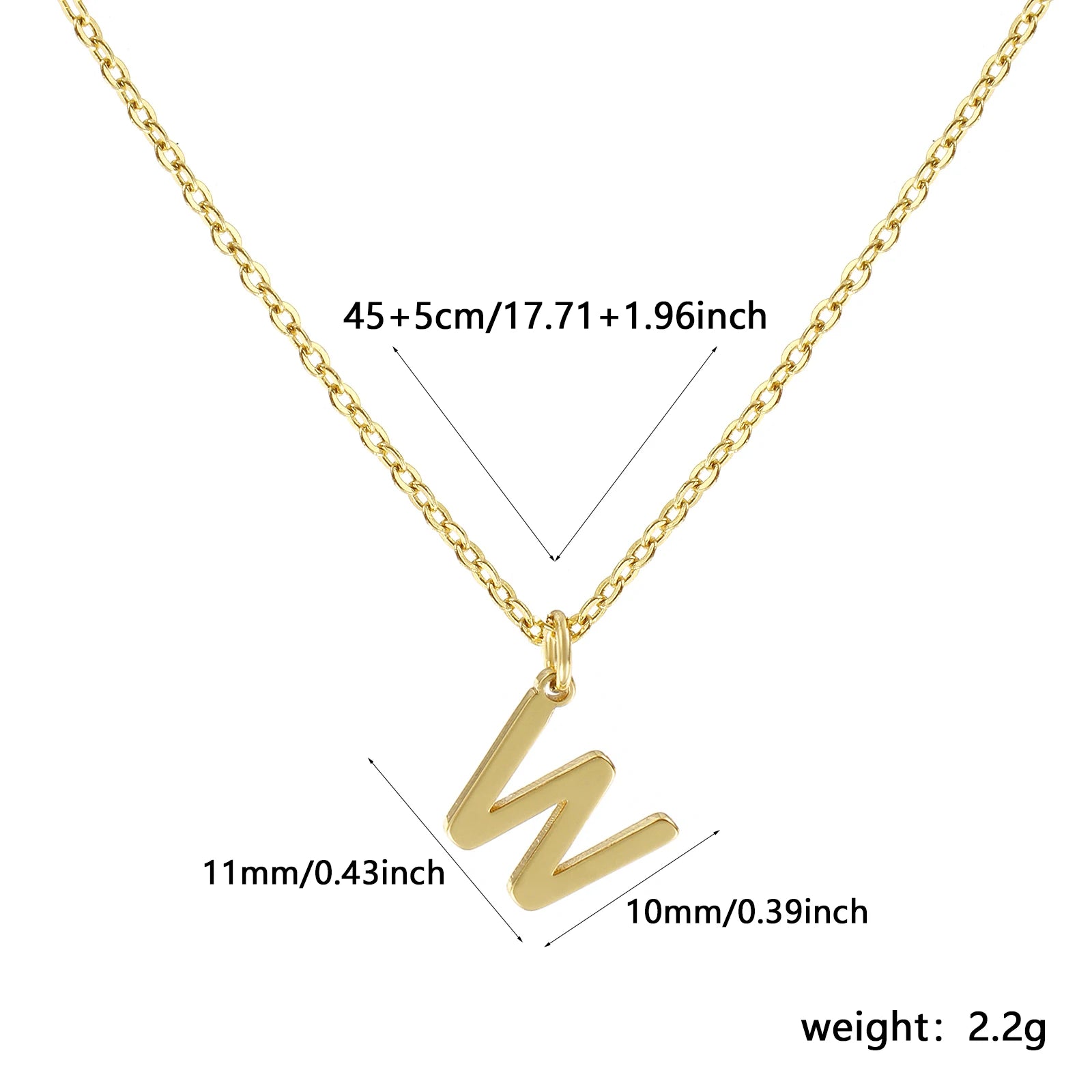 Brass " A-Z " Minimalist Capital Pendant Necklace 18K Real Gold Plated Alphabet Initial Letter Name Jewelry For Women Gift