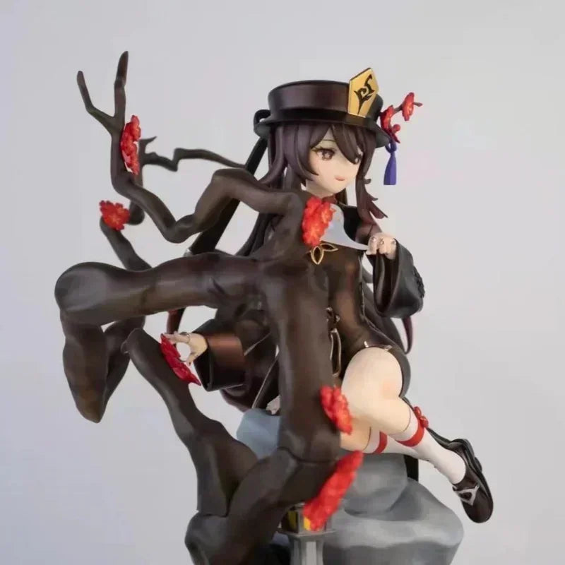 23cm Genshin Impact Anime Figure Hu Tao Hu Tao Ornament Collection Craft Action Figures for Children PVC Model Doll Gift Toys
