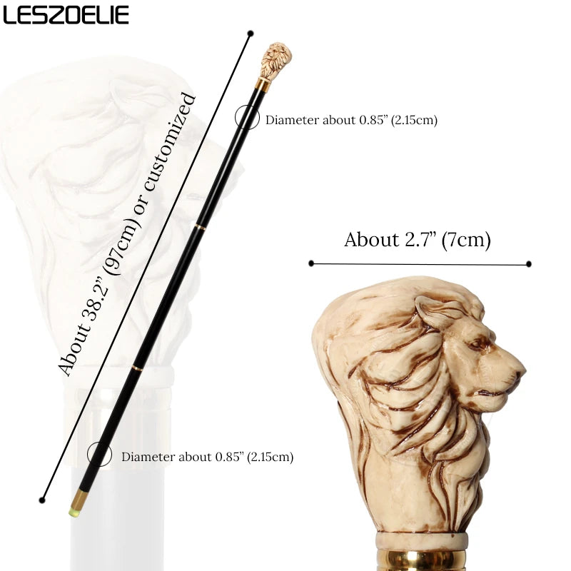 97 cm Löwenkopf-Griffstock aus Harz für Männer, deutsche Buche, abnehmbare Holz-Gehstöcke für Frauen, modische Party-Dekorationsstöcke