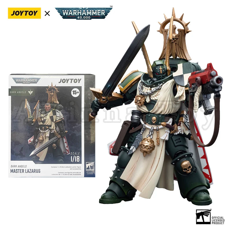 JOYTOY 1/18 Action Figure 40K Dark Angels Master Lazarus Master With Power Fist Anime Military Model