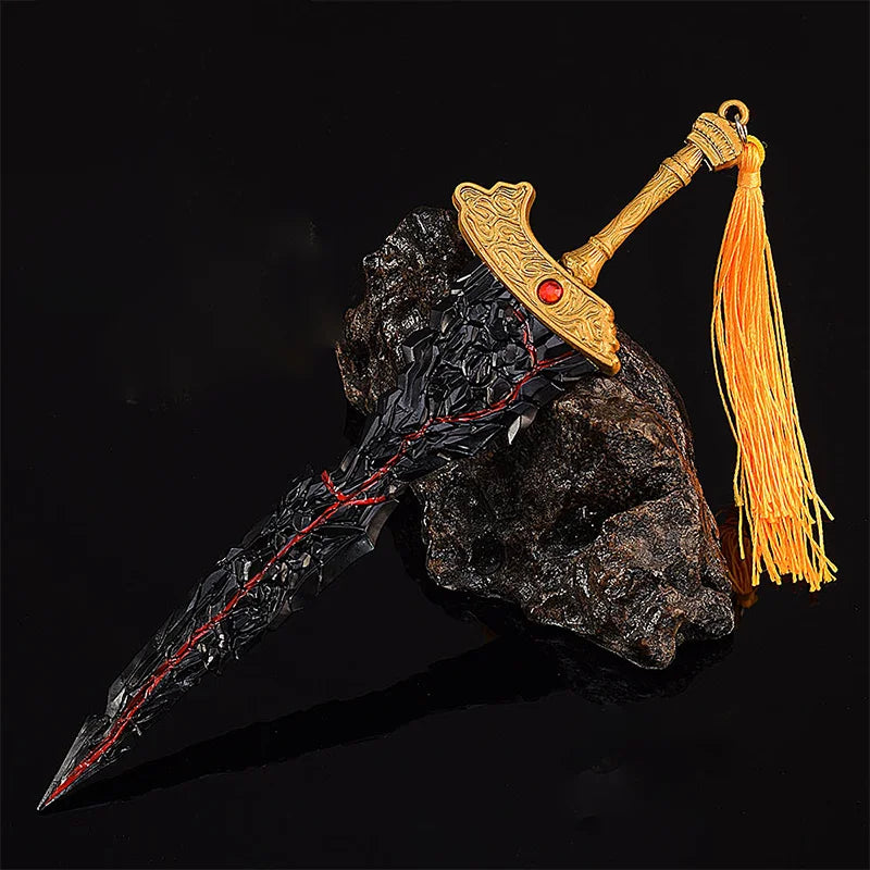 22 см. Метален пръстен с меч Eldenn с черно острие на Маликет ER, реплика на модел, екшън фигурка, колекции орнаменти, подаръци за момчета.