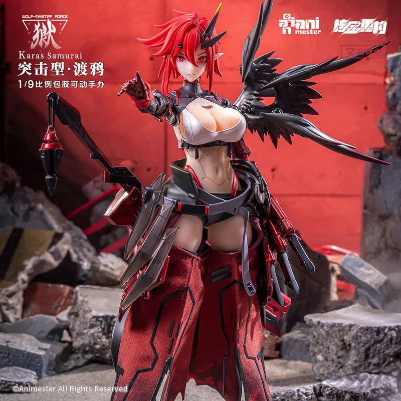 Animester Wolf-Mastiff Force Anime Action Figure 1/9 Scale Articulated Soft Vinyl Karas Samurai Assault Type Raven Collectible