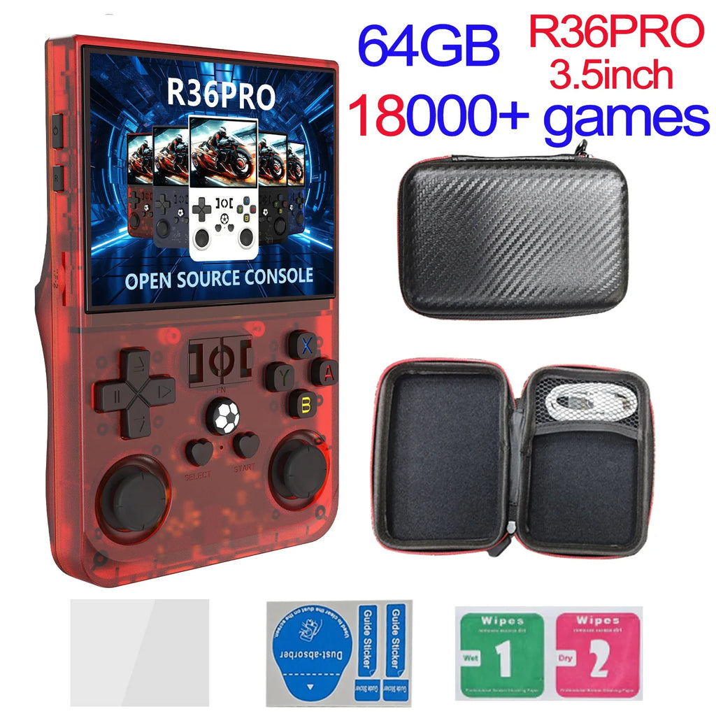 R36MAX Игрална конзола 64GB 128GB 18000+ ИГРИ Linux система 4.0-инчов K36 срещу R36S 3.5-инчов джобен видео плейър. Не е необходимо изтегляне.