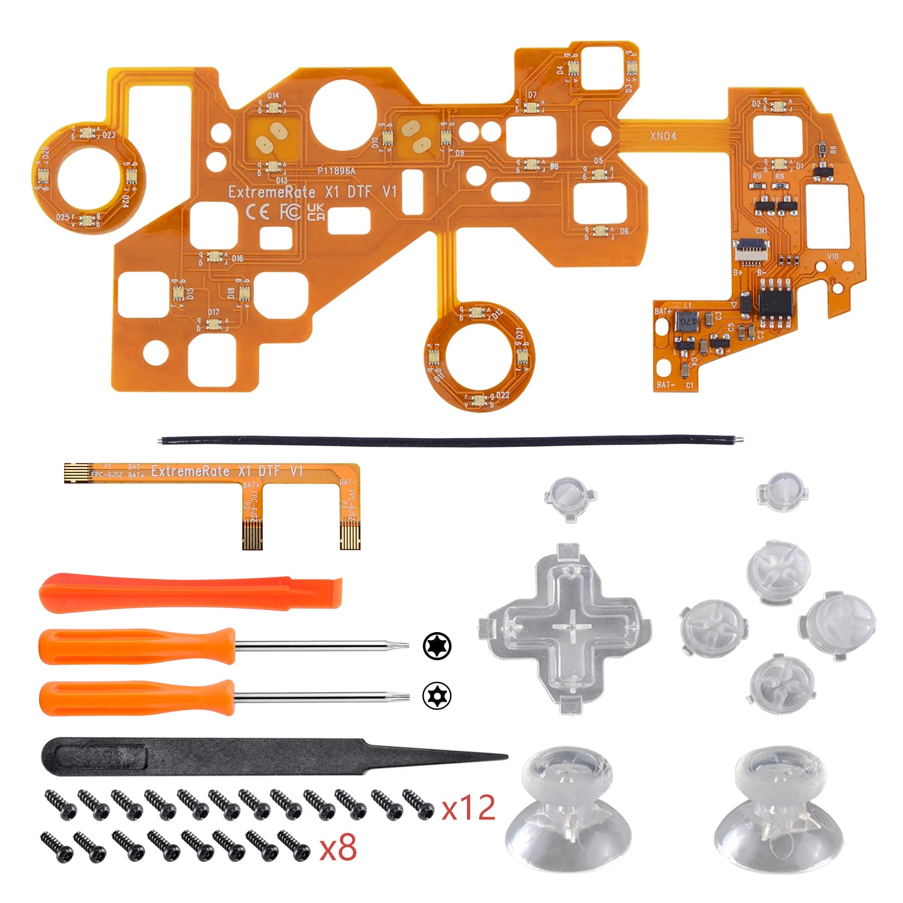 eXtremeRate Multi-Colors Luminated (DTF) LED-Kit für Xbox One Standard Xbox One S/X Controller, D-Pad Thumbstick ABXY-Tasten 