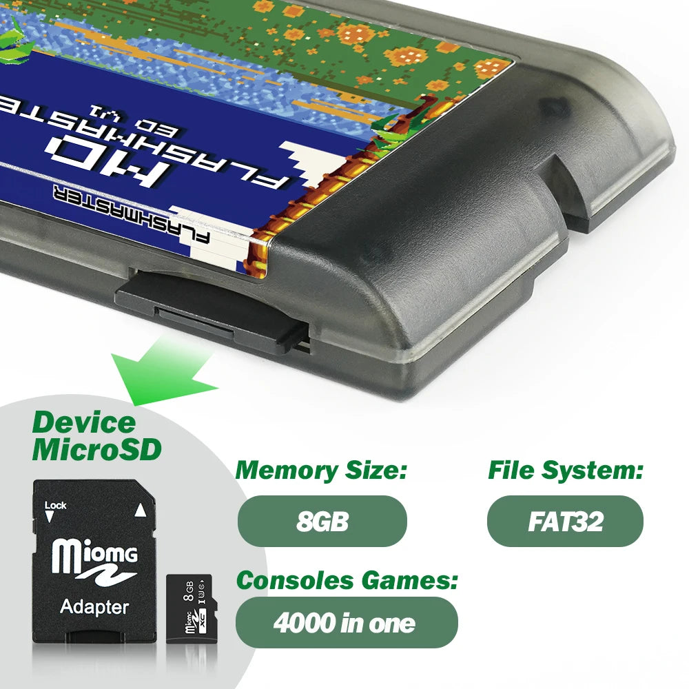 Mega Drive V1 4000 in 1 With 8GB TF Card MD V1 Game Card For SEGA Genesis Mega Drive Master System Game Console