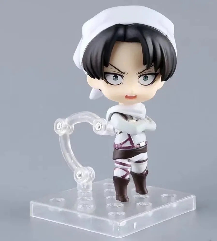 Anime 10CM Game Attack on Titan Levi Ackerman 417 Cleaning Ver. PVC Action Figure Collection Model Toys Gift