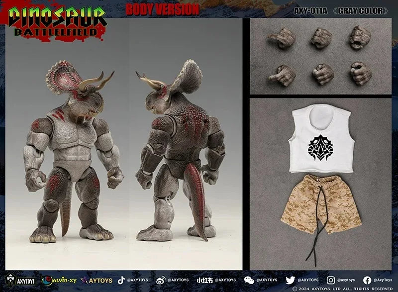 【In Stock】Original AXYTOYS AXY-011A AXY-012A AXY-013A AXY-014A Dinosaur Battlefield Horned Dinosaur 1/12 Action Figure Toy Model