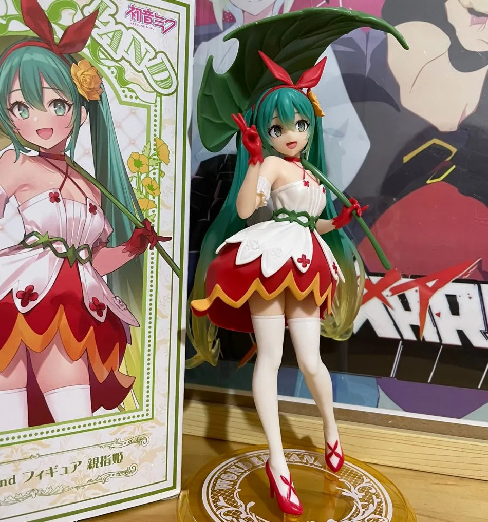 HOT Hatsune Miku Anime Figure Wonderland PVC Model Action Toy Thumbelina Ver. Desktop Decoration Dolls Ornaments Collection Gift