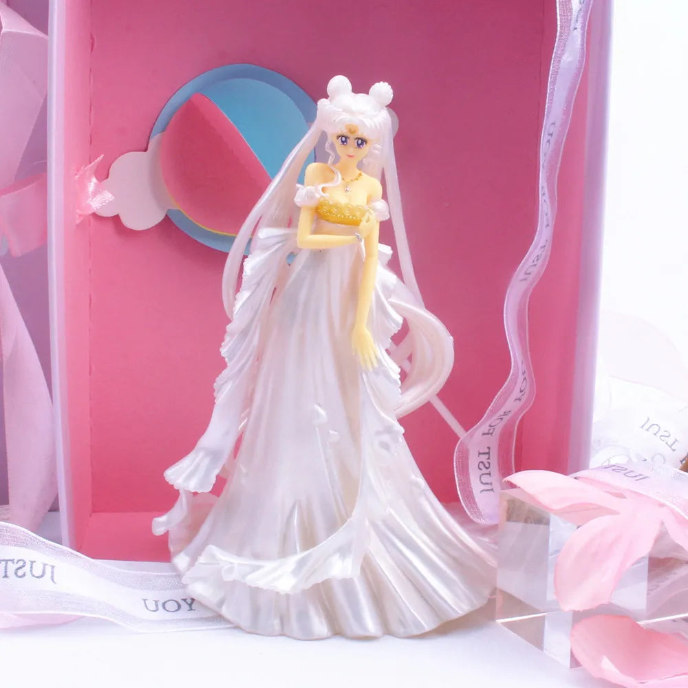 Sailor Moon Anime Actionfiguren 14CM Tsukino Usagi Hochzeitskleid PVC Modell Spielzeug Puppe Kuchen Sammlerstück Dekoration Kinder Geschenke