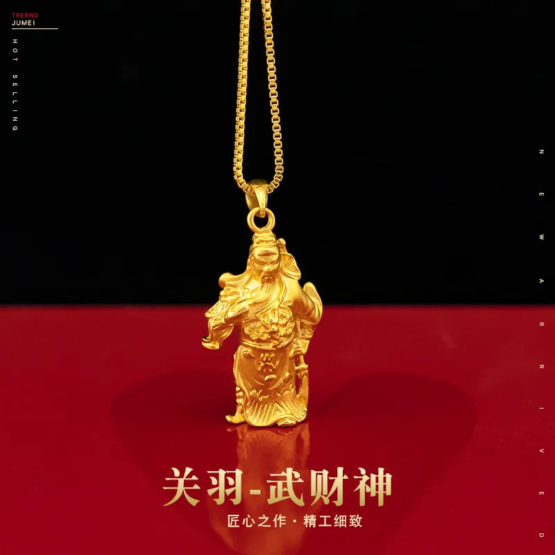 Luxury and fashionable 24K real gold 5D men and women same style Guan Gong pendant au999 gold Guan Gong necklace