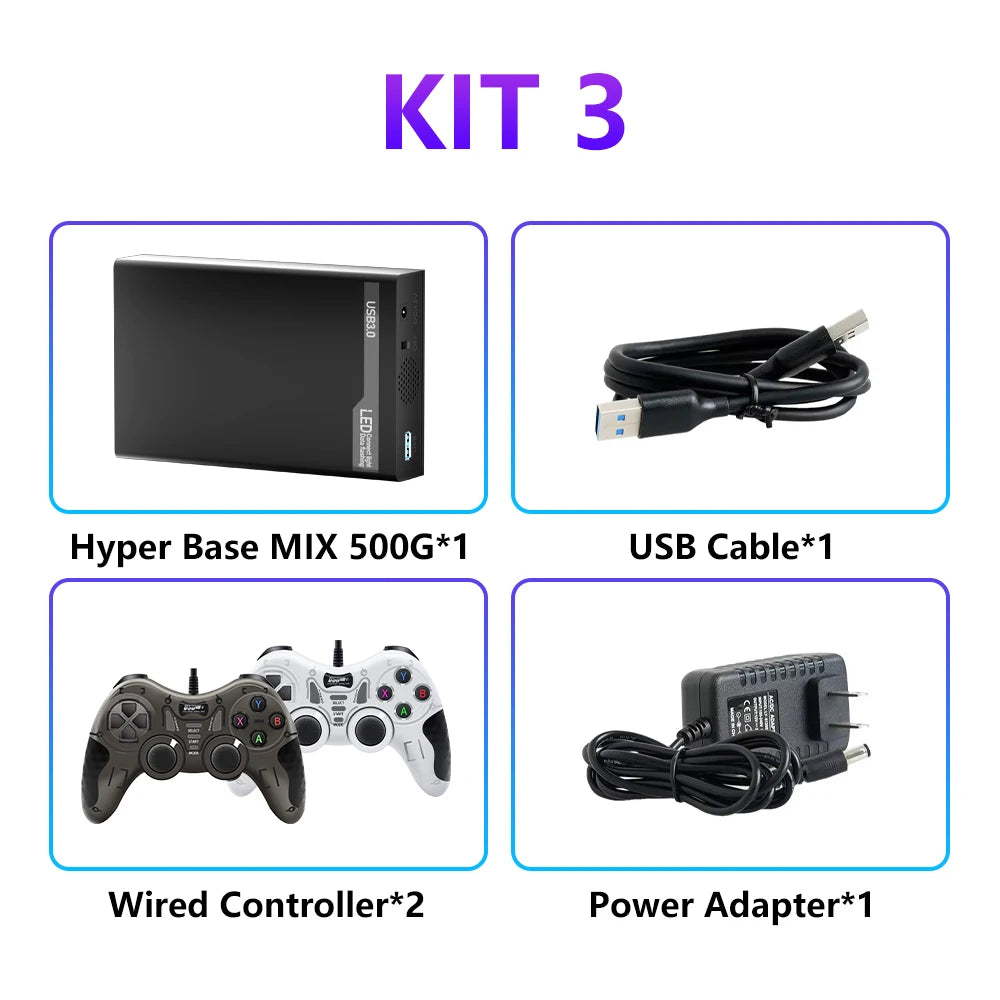 Mix 500G Hard Disk Drive Retro Gaming HDD&Game controller with 38200+ AAA&3D&Retro Games Retrobat&Launchbox&Playnite 50+Emulator