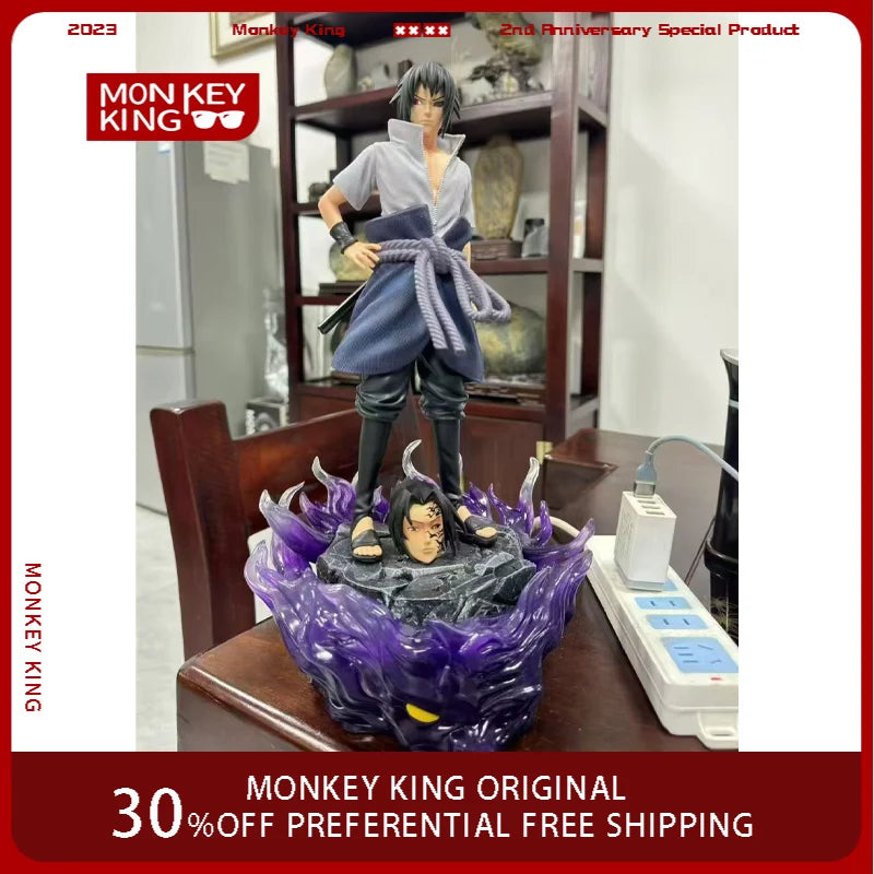 33cm Cartoon Figure Uchiha Sasuke Can Glow Two-headed Statue GK Anime Collection Model Pvc Desktop Ornaments Holiday Gifts Toy
